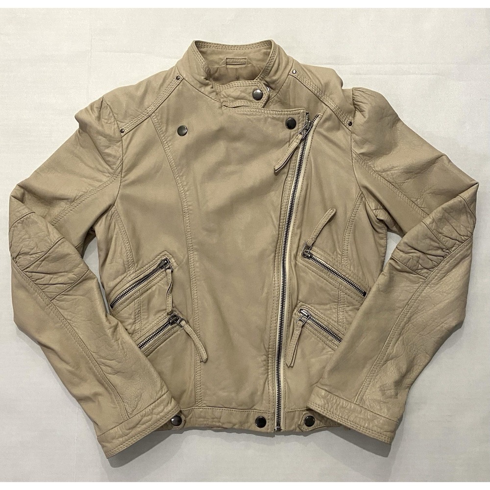 Zara Woman Leather Motorcycle Zipper Jacket. Size Medium